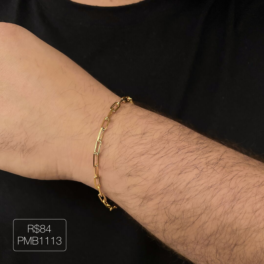 Pulseira Masculina Elo Cartier M+ Dourada